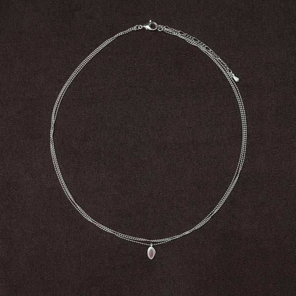OLIO E ACETO Tanabata Special Collection Sterling Silver Rhodonite Flower Pendant Necklace OLIO-OA13N37-YFC Silver/Pink Orange